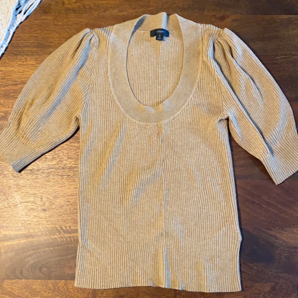 JCrew puff sleeve ribbed sweater